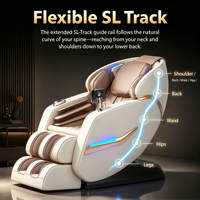 Fauteuil de massage ergonomique pour seniors avec assistant vocal IA à raccourcis vocal et rail linéaire mural de 12 cm