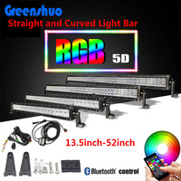 App Control 50 pouces RGB Led Light Bar Combo 288w Lightbar 5D bar Conduite Offroad Voiture Camion 4x4 12V 24V