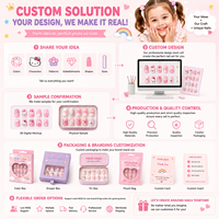 E&A Wholesale – Nouveaux faux ongles autocollants 3D mignons pour enfants, motif dessin animé, haute qualité, taille petite, marque privée