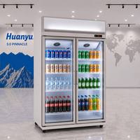 Réfrigérateur vertical commercial à double porte 600L 1000L en acier inoxydable, électrique, portable, avec compresseur, pour hôtel, vitrine réfrigérée