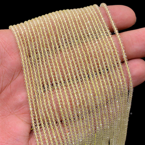 Natural Lemon Quartz 2mm-3mm Micro Faceted Beads | 13inch Strand | Yellow Lemon Quartz SemiPrecious Gemstone Beads For Jewelry - Product Image 2