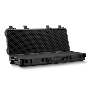 Grote Harde Plastic Gitaar Instrumentenkast Met Wielen Zwart Schuim Draagtas Schokbestendige Waterdichte Gereedschapskoffer Verzegelde Plastic Doos - Product Image 2