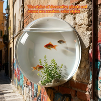 Aquarium mural transparent en acrylique de forme ronde, idéal pour la décoration de la maison et du bureau, aquarium mural à bul