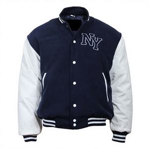 New Trendy Lettermen Bomber <b>Jacket</b> 100% Wool/Polyester/Cotton Canvas Casual Winter Front Logo Customizable Fabric Fleece Lining - Product Image 3