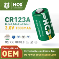 HCB CR123A sel silinder kustom LiMno2 keamanan baterai Lithium 3V tidak dapat diisi ulang