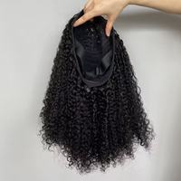 Super Demi-Perruque Double Drawn Pleine Densité en Cheveux Humains Naturels, Brésilienne Bouclée Pixie avec Cordon de Serrage, Perruque à Retourner