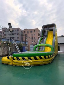 Custom OEM Inflatable Water <strong>Slide</strong> - Yellow Black Warning Branded <strong>Slide</strong> Demountable <strong>Swimming</strong> <strong>Pool</strong> - Product Image 3