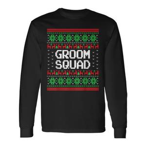 Maglietta a maniche lunghe con maglione natalizio Groom Squad Ugly Christmas Sweater, regali di Natale - Product Image 1