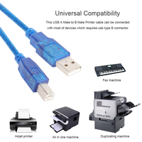 Fábrica personalizada USB2.0 azul negro niquelado computadora fecha USB tipo B Cable para Escáner de impresora