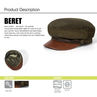 Béret pour hommes Casquette Lvy Vert Chapeau de sport tactique pour hommes Casquette de gavroche en coton à bord plat Casquettes de patrouille Sun Cadet Plain