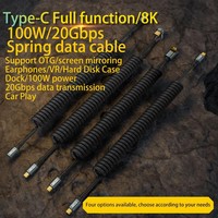 Cable de datos PD 100W tipo C a tipo C, 20Gbps, transferencia de vídeo 8k 60hz, cable de carga de resorte de 180CM para teléfono, portátil, tableta y monitor