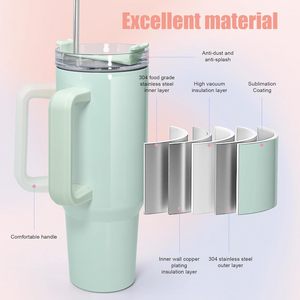 40oz/1200ml Double Wall Stainless Steel Vacuum Insulated Tumbler <b>with</b> Handle <b>Straw</b> Eco-Friendly 6-12 Hours Thermal Insulation - Product Image 2