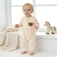 Combinaisons pour bébé Kaka Bear en coton pur à manches longues, fermeture à boutons pression, motif de dessin animé, utilisation toute saison, fournisseur de médailles d'or, vente en gros