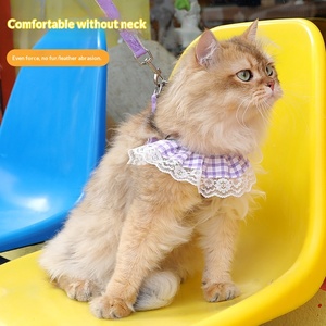 Arnés Nuevo para Mascotas, Perros y Gatos, con Diseño de Encaje y Cuadros, Correa de Pecho, Poliéster, Anti-Escape, Transpirable, para Gatitos - Product Image 4