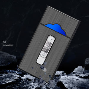 Briquet à double <span class=keywords><strong>arc</strong></span> rechargeable par USB avec étui à cigarettes en métal fin, pack <span class=keywords><strong>de</strong></span> 20 pièces tout-en-un moderne pour fumer - Product Image 4