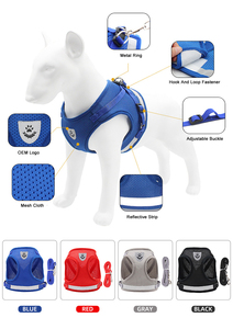 Harnais et gilets pour chiens de compagnie de marque en gros, respirants, en polyester, avec rembourrage en maille réfléchissante, gilet pour chien tendance, motif uni - Product Image 6
