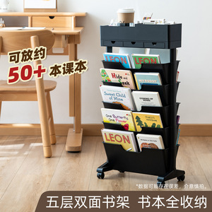 Office Organizer Storage Rack With Wheels Black Multi Layer Portable Bookshelf For Classroom Desk Use - Product Image 5