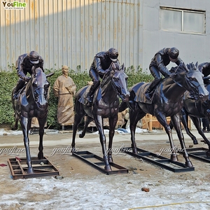 Deporte Arte Jardín Decoración Bronce Polo Jugador en Caballo Escultura - Product Image 6