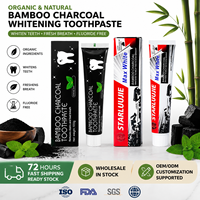 Dentifrice blanchissant au charbon de bois 100g, sans fluor, élimination des taches, menthe naturelle, pour hôtels et usage domestique, vente en gros usine, logo personnalisé
