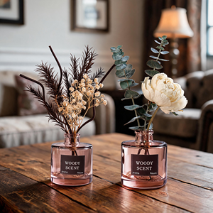 Luxury Woody Scent <b>Reed</b> <b>Diffuser</b> Set With Dried Flowers <b>For</b> Modern Home Decor Wholesale Private Label Premium Realistic Set - Product Image 1