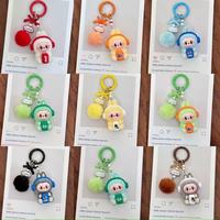 Porte-clés en peluche floquée, design écouteurs soda, oreilles d'animaux mignonnes pour breloque de sac et cadeau