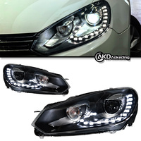 Faros Delanteros LED para Golf MK6, Diseño BBA Car Styling, Lente Proyector, 2009-2012, Luces de Circulación Diurna, Señalización, Luz Baja y Alta, Automáticas