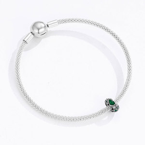 S925 Sterling Silver Green Enamel Geometric Spacer Bead Charm with CZ Zircon Fit 3MM <b>Snake</b> <b>Chain</b> <b>Bracelet</b> DIY Women Jewelry Gift - Product Image 4