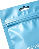 Sachets refermables à fermeture éclair sur 3 côtés avec logo personnalisé, en matériau MOPP mat, imprimés numériquement, avec trou de suspension et encoche de déchirement, personnalisables
