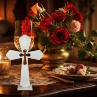 Croix en bois debout chandelier Projection jésus Crucifix chrétien baptême Table centres de table première Communion décor