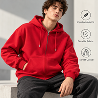 Sweat à capuche zippé personnalisé avec logo, coupe oversize, en molleton épais, style streetwear décontracté pour hommes et femmes