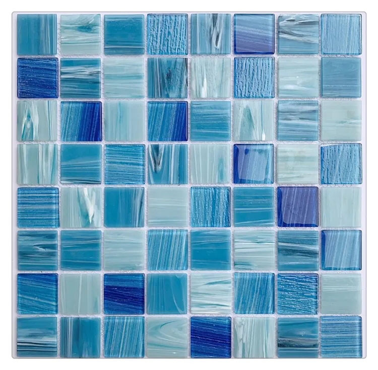 36x36mm Square Blue Color Glass Mosaic Mix Crystal Glass Mosaic