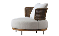 Ensemble de meubles de salon de jardin en rotin de luxe indonésien, canapé sectionnel en rotin blanc
