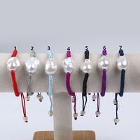 Bracelet ajustable fait main en perles véritables de forme baroque pour femmes et dames