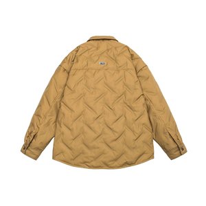 男式绗缝羽绒衬衫夹克，翻领，按扣口袋，冬季休闲，大码，加大码，6XL 7XL - Product Image 3