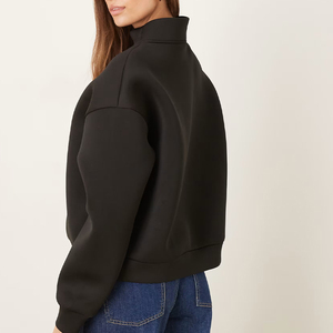 Sweat à capuche unisexe personnalisé en polaire scuba lourd à col montant, de haute qualité, style français, coupe courte et ample, gris, zippé - Product Image 2