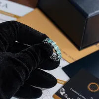 Hailer Jewelry S925 sterling silver 4mm eternity blue green lab moissanite diamond ring per donna/uomo