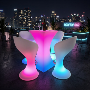 เก้าอี้บาร์ค็อกเทลแบบหมุนขึ้นรูป โต๊ะพลาสติก LDPE/HDPE พร้อมไฟ LED ได้รับการรับรองมาตรฐาน ISO9001 และ ROHS ปรับแต่งขนาดได้ สำหรับใช้งานกลางแจ้ง - Product Image 1