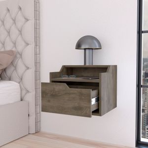 Mesita de noche flotante de doble estante DB, pantalla marrón oscuro, mesitas de noche elegantes, producto - Product Image 2