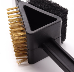 Factory Price 3-in-1 BBQ Grill Cleaning <b>Brush</b> with Stainless Steel Bristles Heat Resistant & Non-Stick Includes <b>Scrub</b> Sponge - Product Image 3