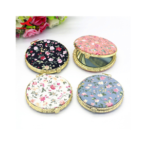 Espejo de Maquillaje de Tela con Flores, Espejo de Bolsillo Redondo de Doble Cara, Estilo Vintage, Elegante, Precio Bajo por Compra Combinada - Product Image 1