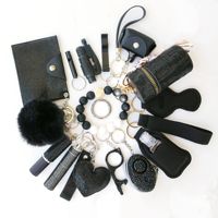Ensemble de 19 pièces Porte-clés d'autodéfense Diamant Femmes Protection personnelle Mini produits Ensemble de porte-clés d'autodéfense