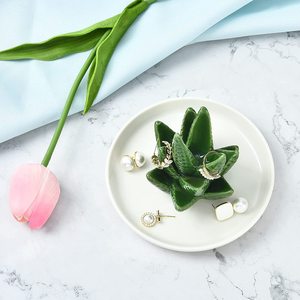 Bandeja de Almacenamiento de Cerámica con Diseño de Cactus y Aloe <span class=keywords><strong>Vera</strong></span>, Estilo Art Deco, para Bodas, Ramadán, Exhibición, Soporte para Joyas - Product Image 3