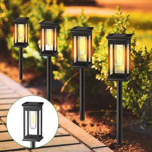 Solar Garden <b>Lights</b> Outdoor <b>LED</b> Pathway Lamp Black Waterproof IP65 2700K Warm White Plastic Stake <b>Light</b> for Garden Decoration - Product Image 3