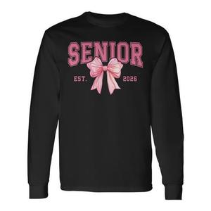 T-shirt à manches longues pour la promotion supérieure 2026, motif nœud rose, cadeau de remise de diplôme - Product Image 1