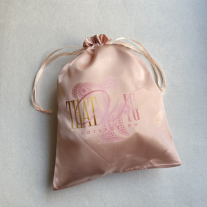 Custom Light Pink Satin <b>Drawstring</b> <b>Bags</b> Cotton Grocery <b>Bags</b> - Luxury Silk Satin Dust <b>Bags</b> for Bedding & Pillows - Product Image 3