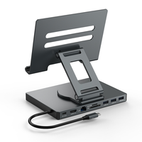 Base de Conexión USB C Plegable y Ajustable con Soporte para Laptop, Multipuerto, HDMI, Gigabit Ethernet, PD Power, SD, TF para Tablet