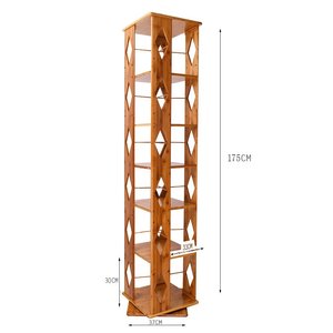 Modern Style 5 Tier Revolving Book Shelf Bamboo <strong>Ladder</strong> <strong>Bookcase</strong> - Product Image 4