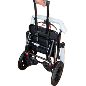 Fauteuil roulant pliable en fibre de carbone, léger, portable, avec freinage double latéral, aide à la mobilité manuelle, support de marche - Product Image 3