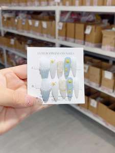 Uñas Postizas Francesas 3D Rosadas con Diseño de Gota de Agua, Hechas a Mano en ABS, con Pegamento de Alta Calidad, 10 Piezas, Logotipo Personalizado - Product Image 2