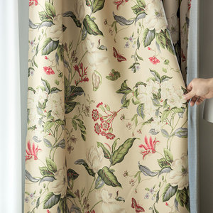 Rideaux imprimés botaniques style <span class=keywords><strong>jardin</strong></span> anglais, papillons et fleurs, voilages filtrants la lumière pour salon et chambre, vente en gros au mètre en rouleau - Product Image 3